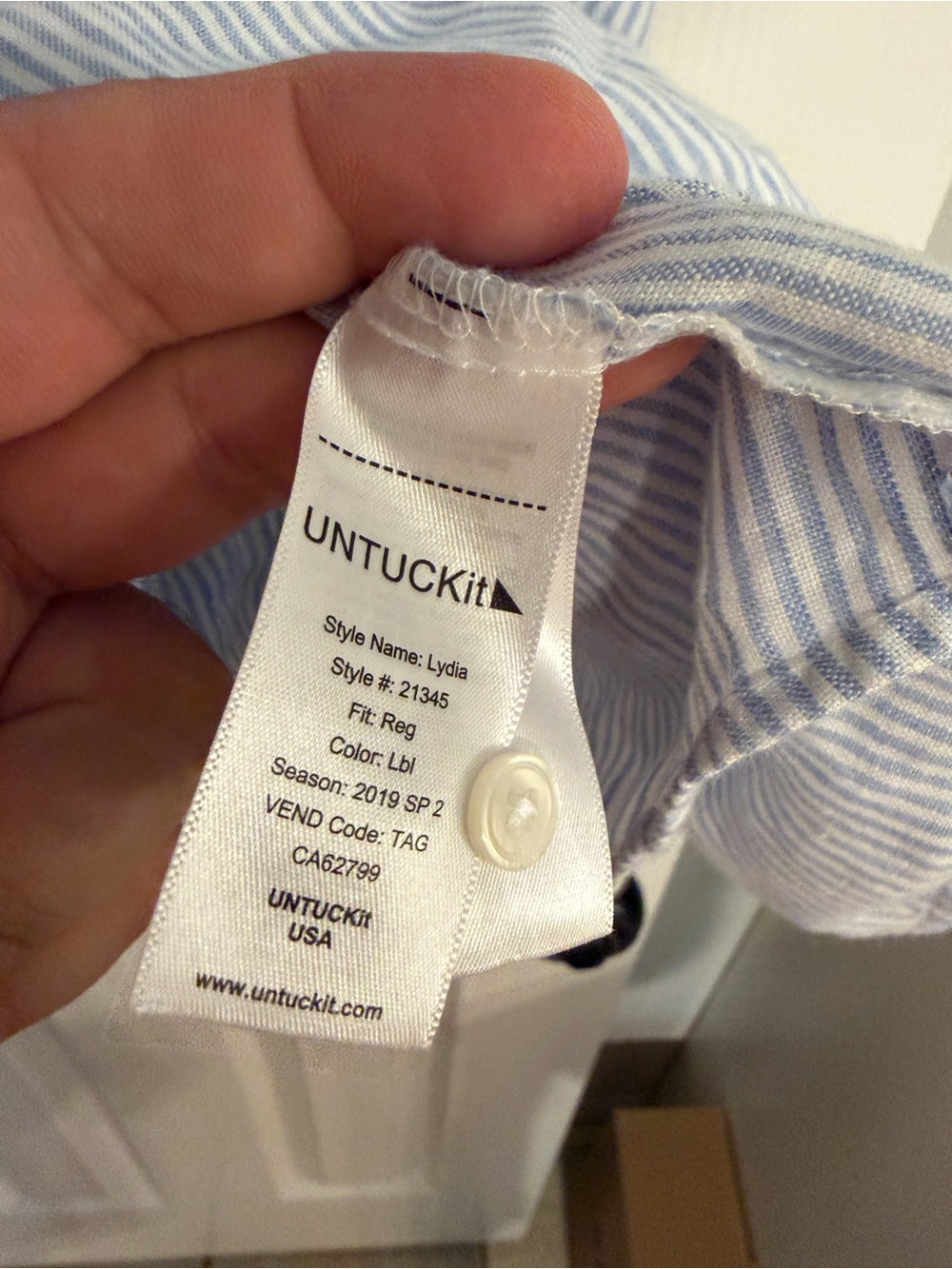 UNTUCKit Lydia Linen Shirt Dress Blue White Size 2 - Picture 5 of 7
